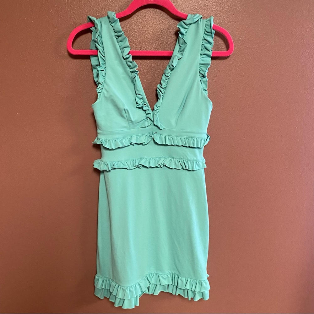 Susana Monaco Mint Green Ruffle Mini Dress